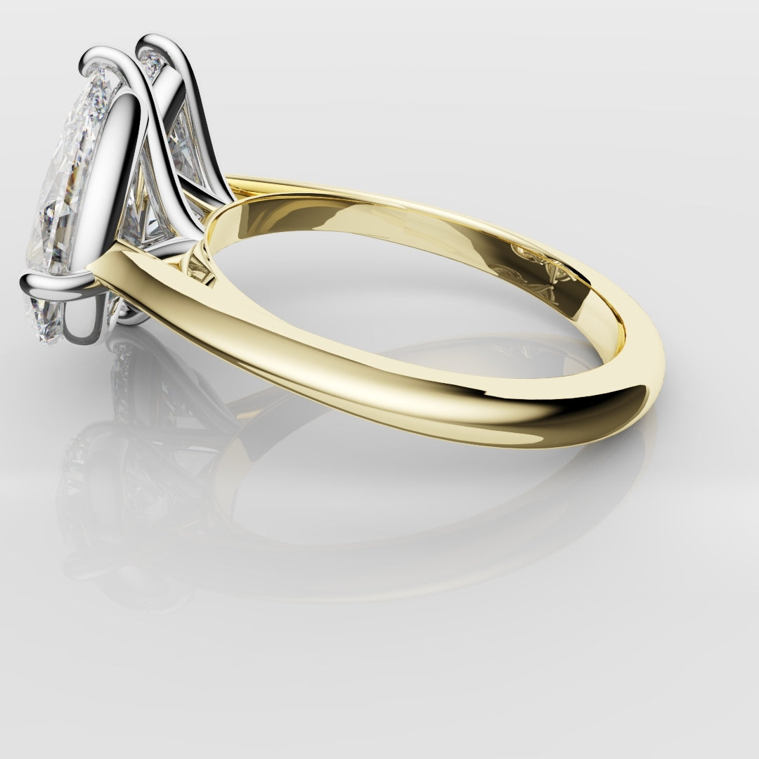 Marquise and Pear Diamond Two Stone Engagement Ring