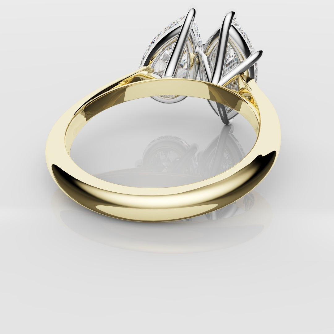 Marquise and Pear Diamond Two Stone Engagement Ring