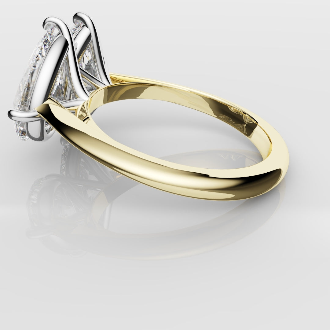 Marquise and Pear Diamond Two Stone Engagement Ring