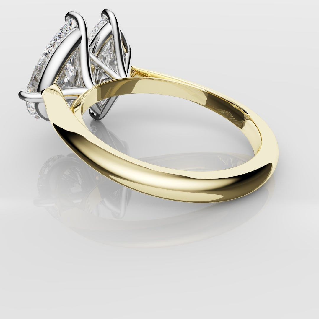 Marquise and Pear Diamond Two Stone Engagement Ring