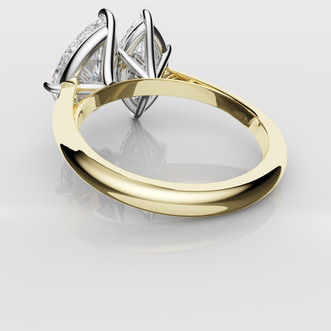 Marquise and Pear Diamond Two Stone Engagement Ring