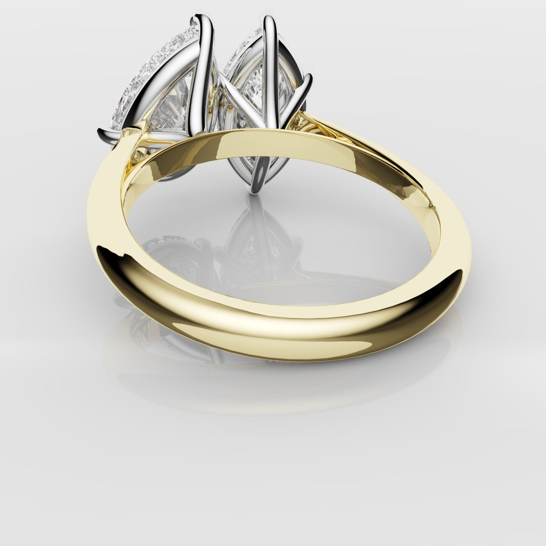 Marquise and Pear Diamond Two Stone Engagement Ring