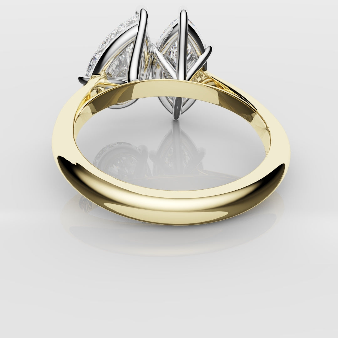 Marquise and Pear Diamond Two Stone Engagement Ring