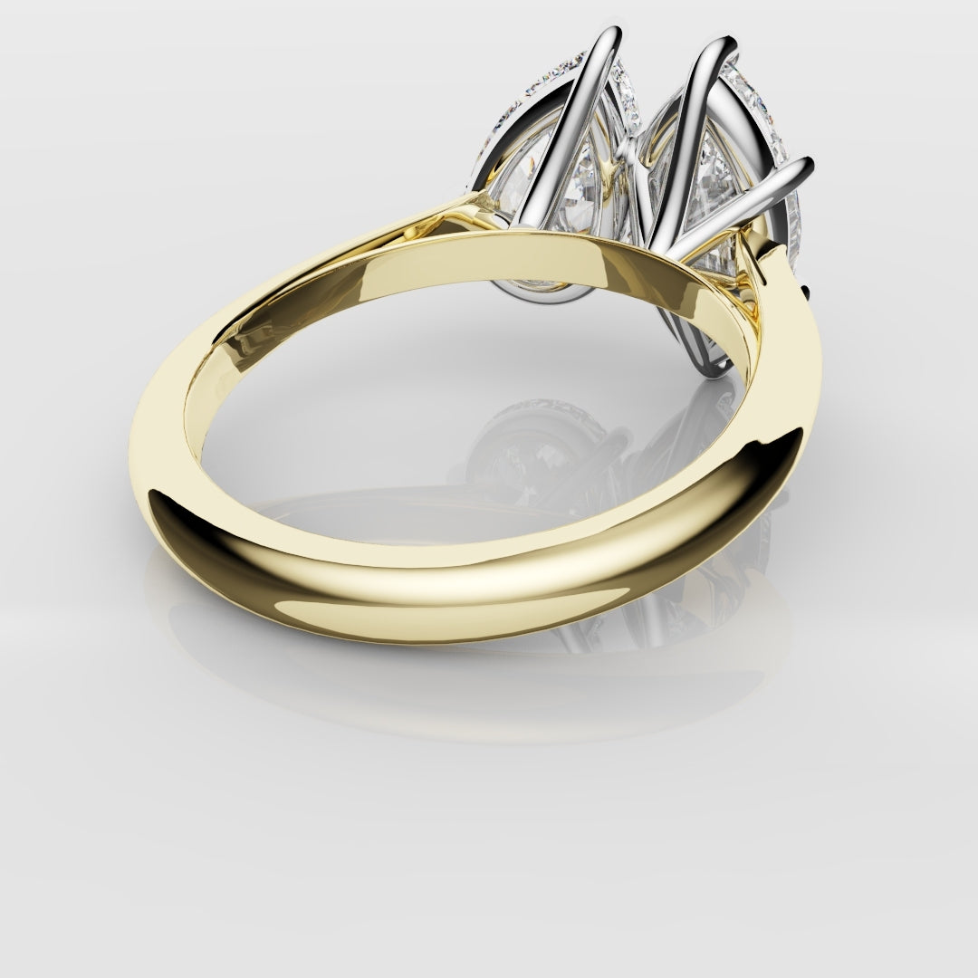 Marquise and Pear Diamond Two Stone Engagement Ring