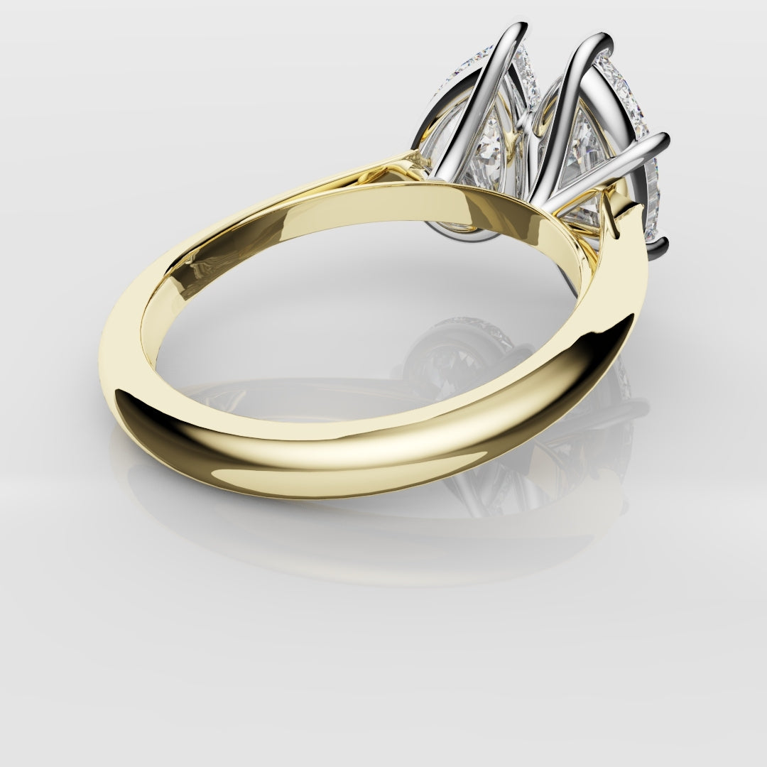 Marquise and Pear Diamond Two Stone Engagement Ring