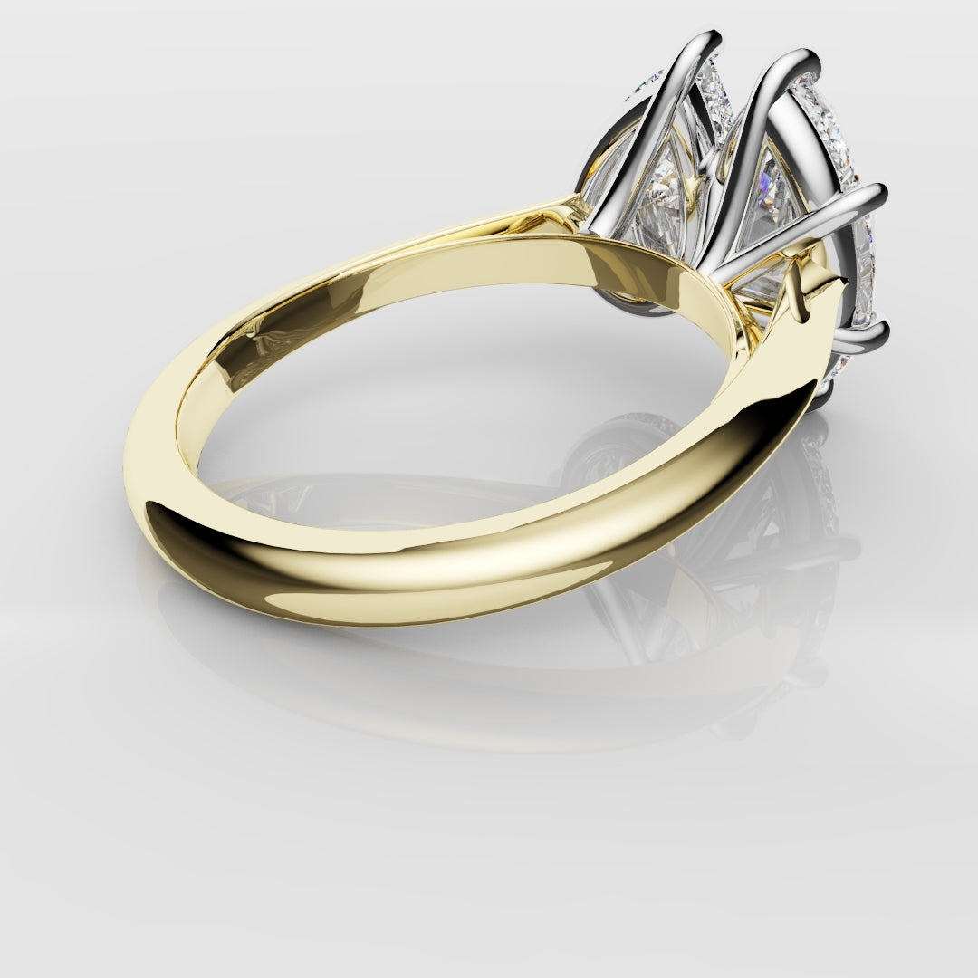 Marquise and Pear Diamond Two Stone Engagement Ring