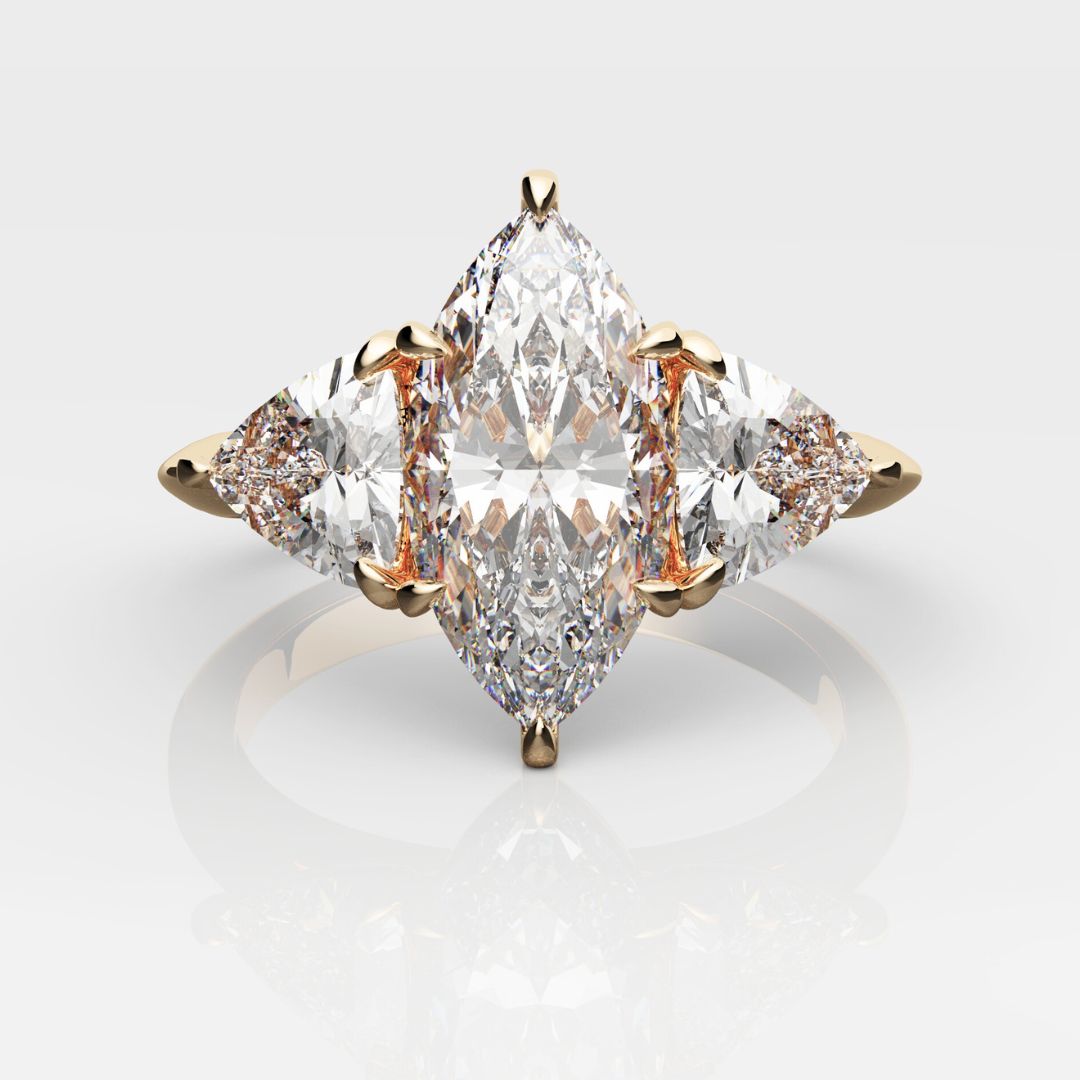 Marquise and Trilliant Trilogy Engagement Ring