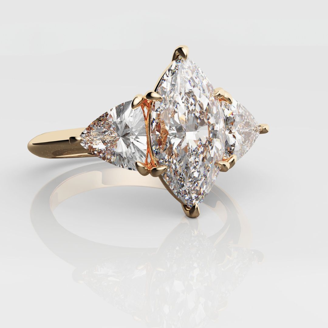 Marquise and Trilliant Trilogy Engagement Ring