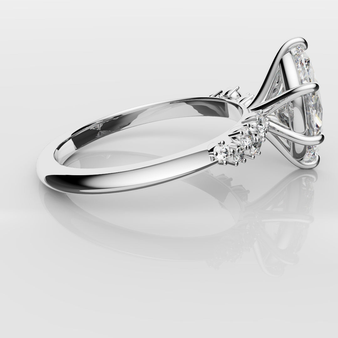 Marquise Engagement Ring With Asymetrical Accent diamonds