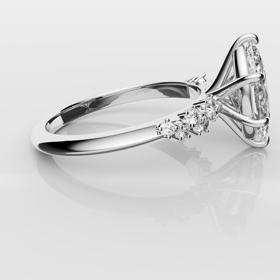 Marquise Engagement Ring With Asymetrical Accent diamonds