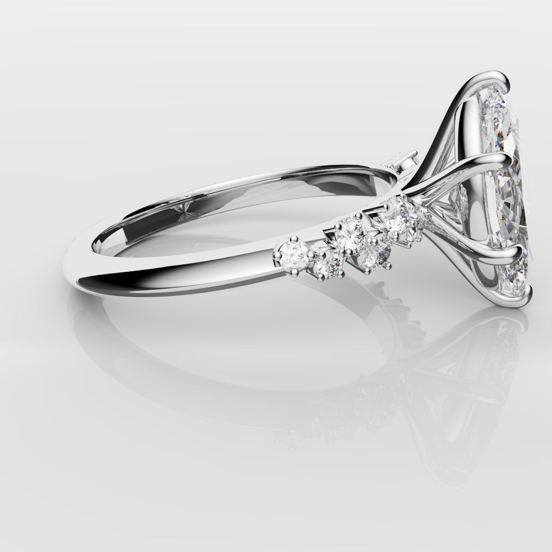 Marquise Engagement Ring With Asymetrical Accent diamonds