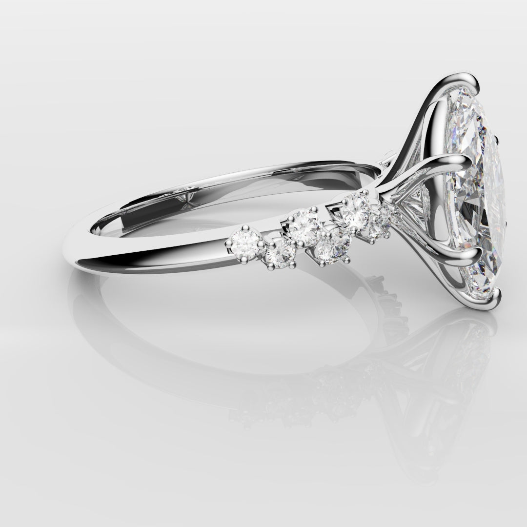 Marquise Engagement Ring With Asymetrical Accent diamonds