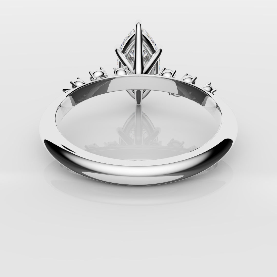 Marquise Engagement Ring With Asymetrical Accent diamonds