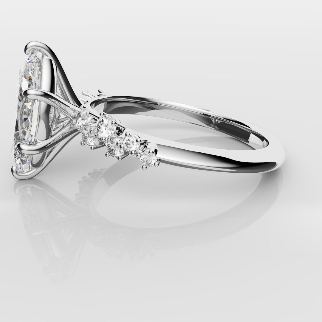 Marquise Engagement Ring With Asymetrical Accent diamonds