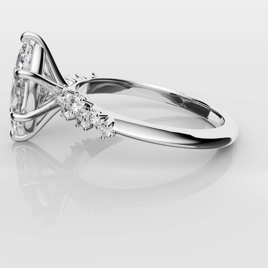 Marquise Engagement Ring With Asymetrical Accent diamonds