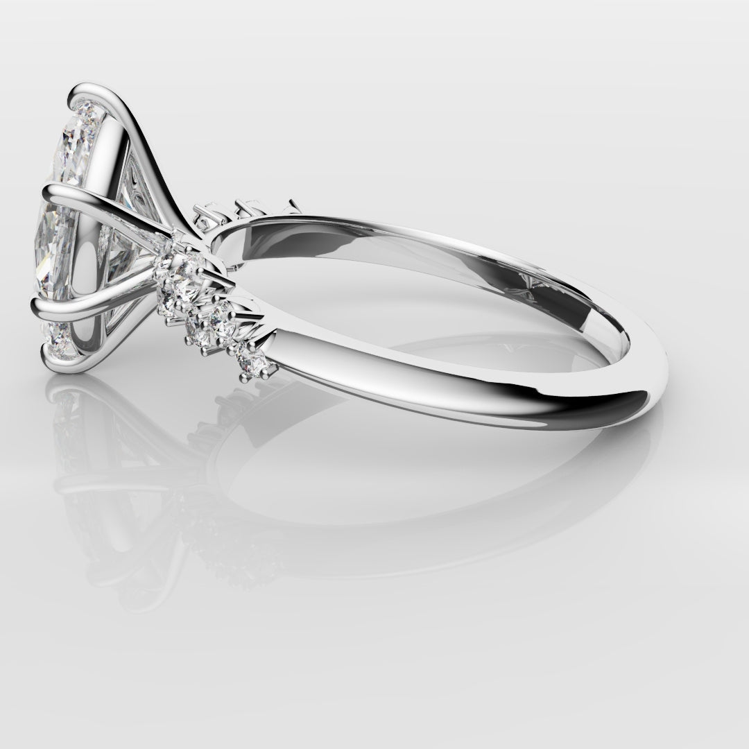 Marquise Engagement Ring With Asymetrical Accent diamonds