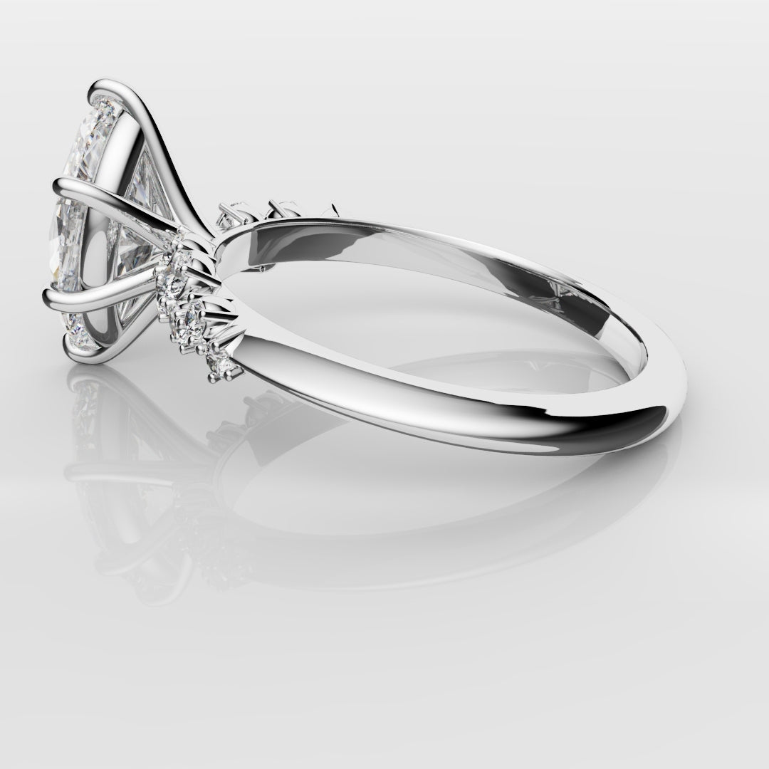 Marquise Engagement Ring With Asymetrical Accent diamonds