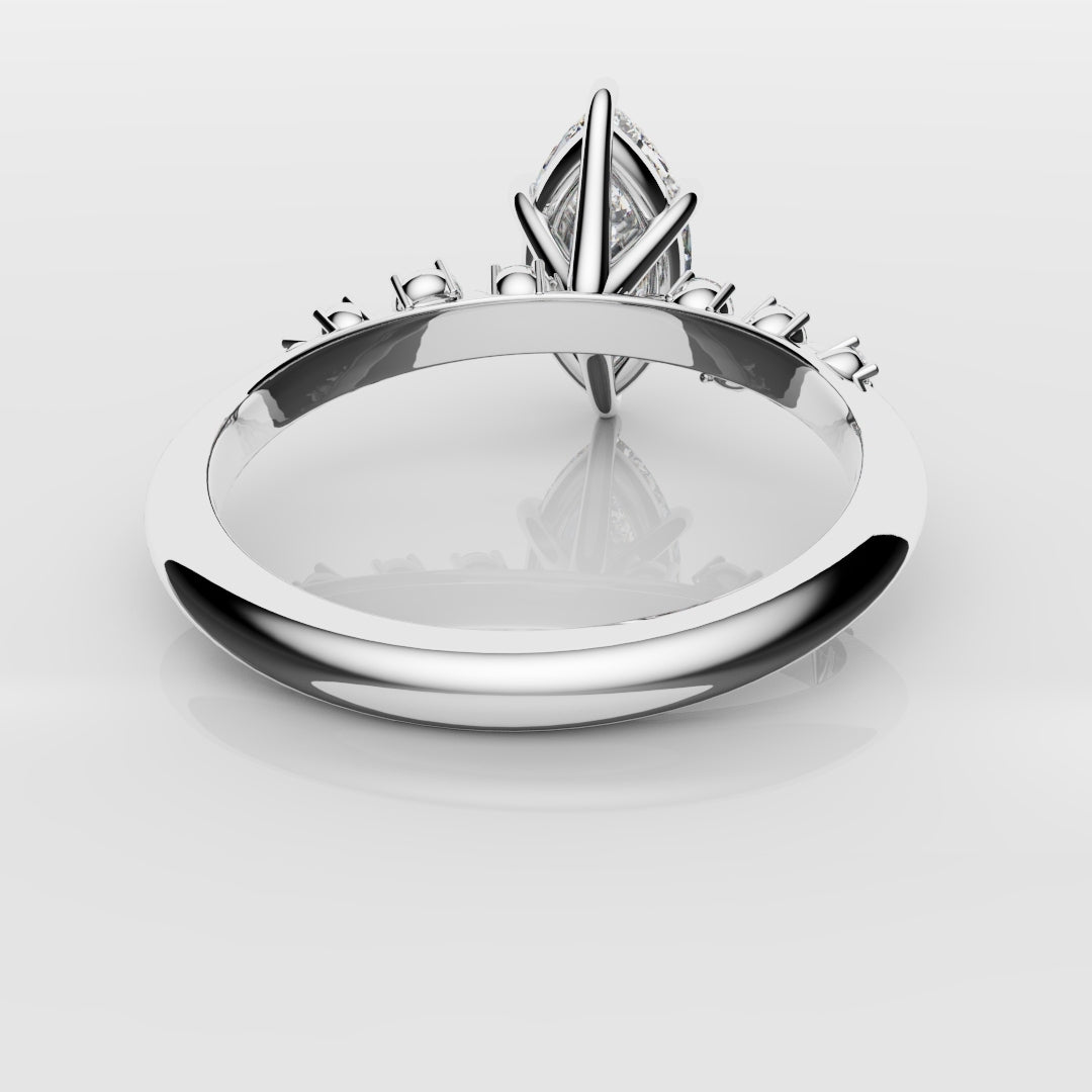 Marquise Engagement Ring With Asymetrical Accent diamonds