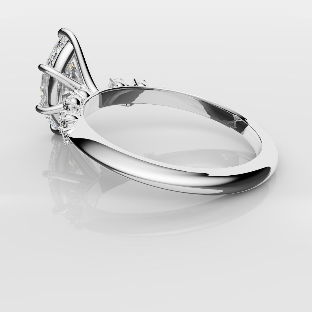 Marquise Engagement Ring With Asymetrical Accent diamonds
