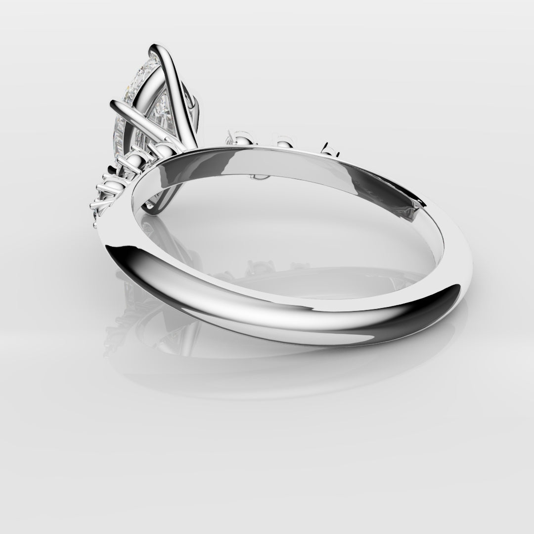 Marquise Engagement Ring With Asymetrical Accent diamonds