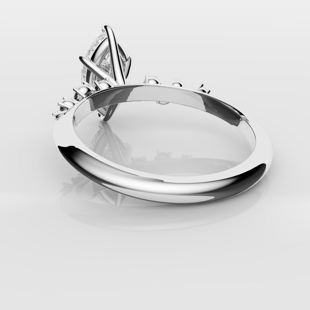Marquise Engagement Ring With Asymetrical Accent diamonds