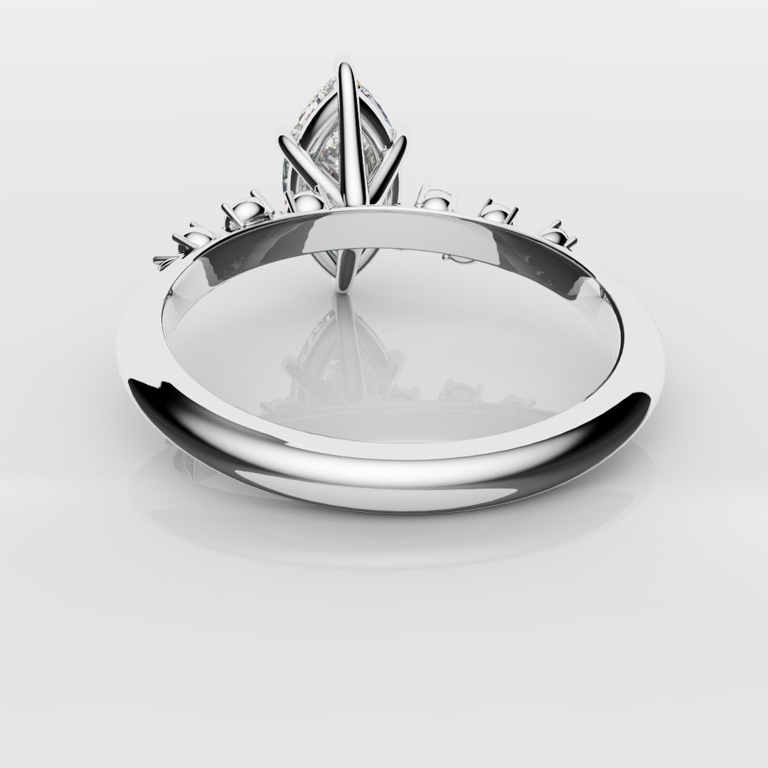 Marquise Engagement Ring With Asymetrical Accent diamonds