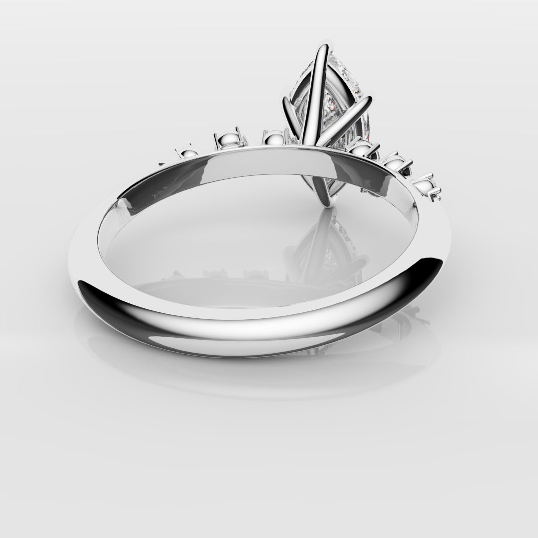 Marquise Engagement Ring With Asymetrical Accent diamonds