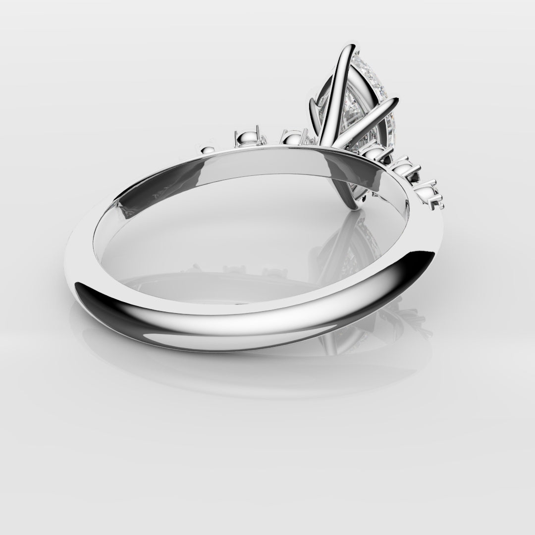 Marquise Engagement Ring With Asymetrical Accent diamonds