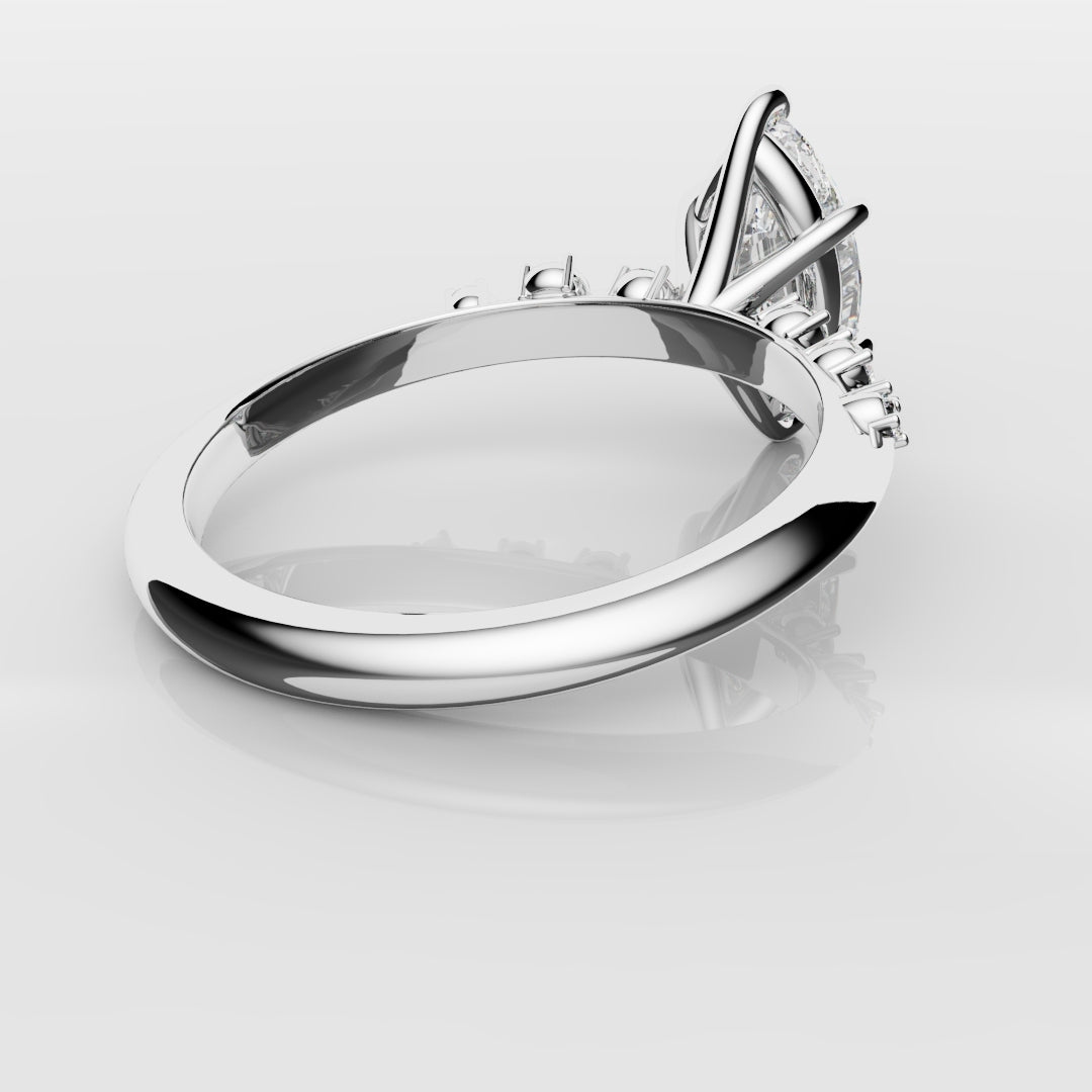 Marquise Engagement Ring With Asymetrical Accent diamonds