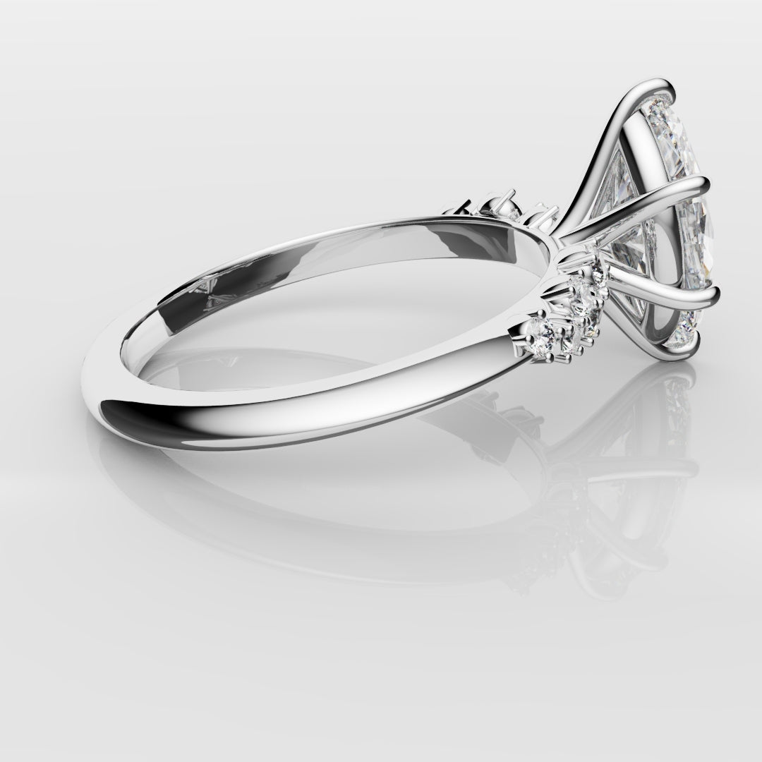 Marquise Engagement Ring With Asymetrical Accent diamonds
