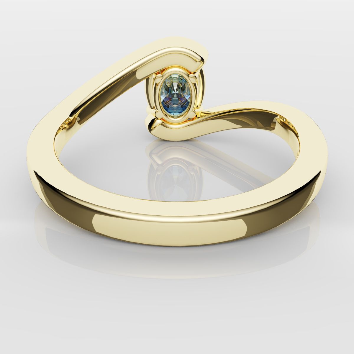 Oval Blue Diamond Wrap Around Ring - Yellow Gold