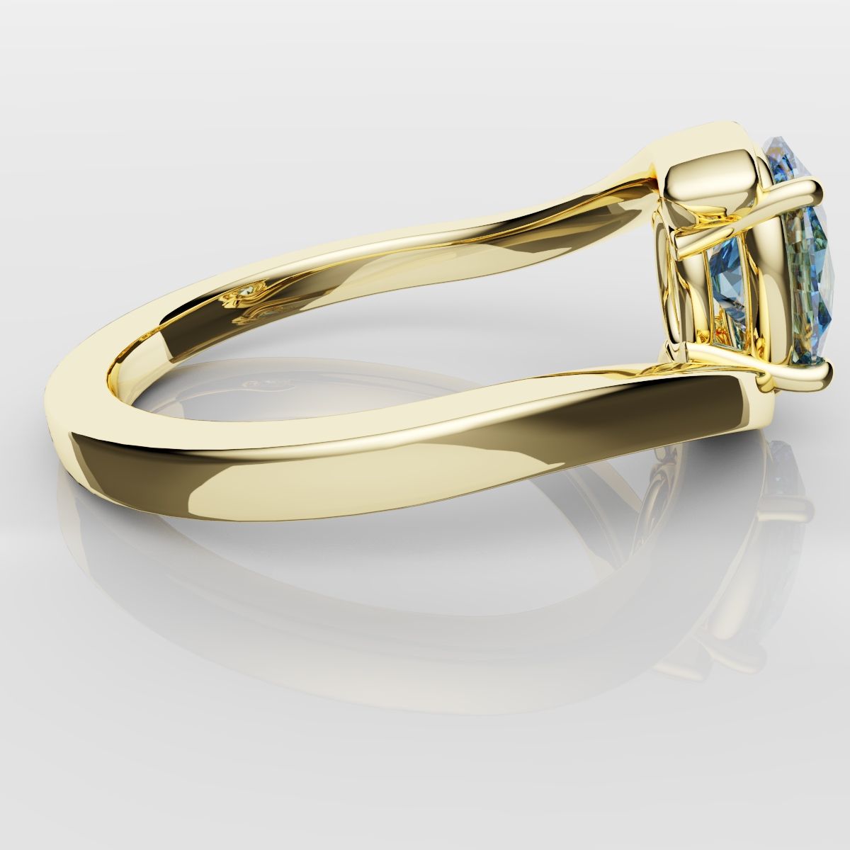 Oval Blue Diamond Wrap Around Ring - Yellow Gold