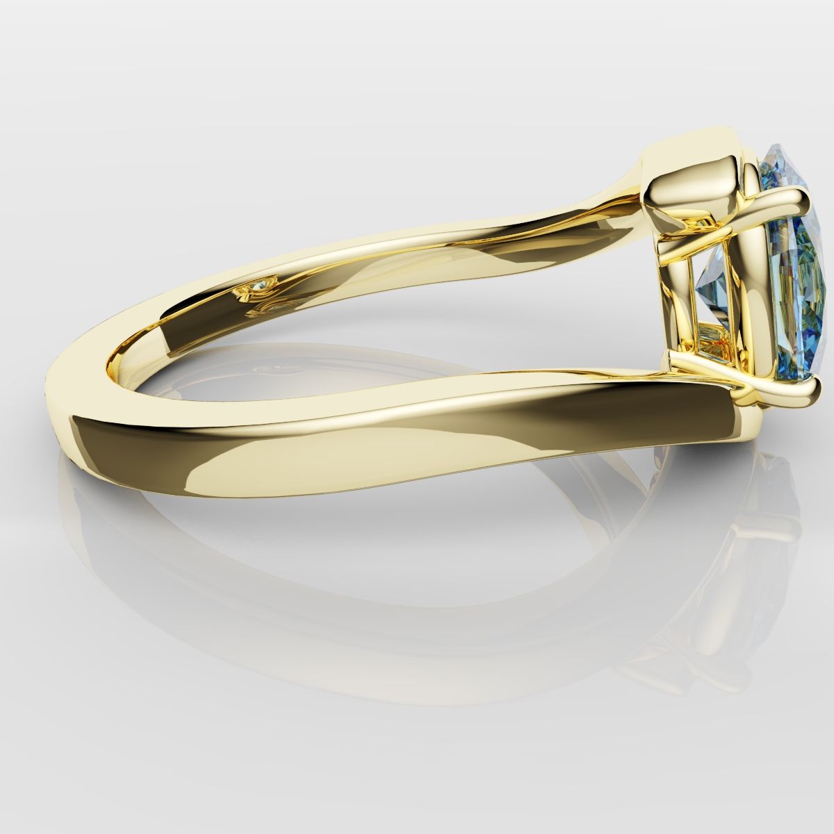 Oval Blue Diamond Wrap Around Ring - Yellow Gold