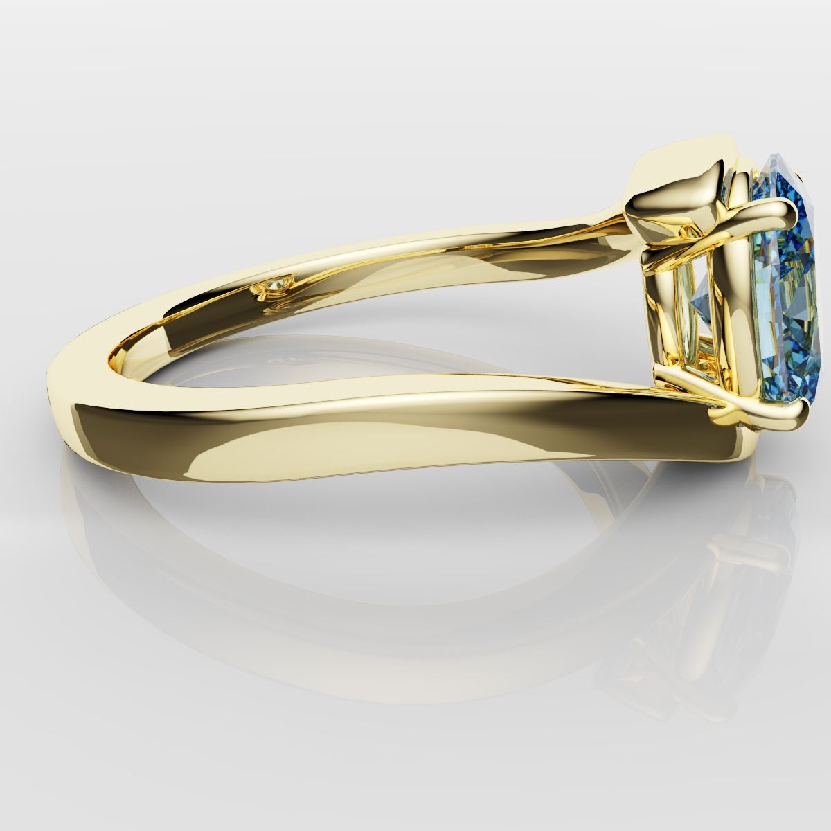 Oval Blue Diamond Wrap Around Ring - Yellow Gold