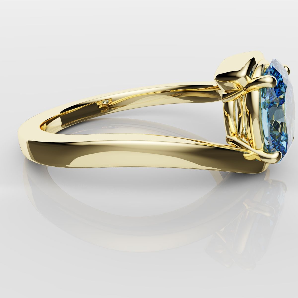 Oval Blue Diamond Wrap Around Ring - Yellow Gold