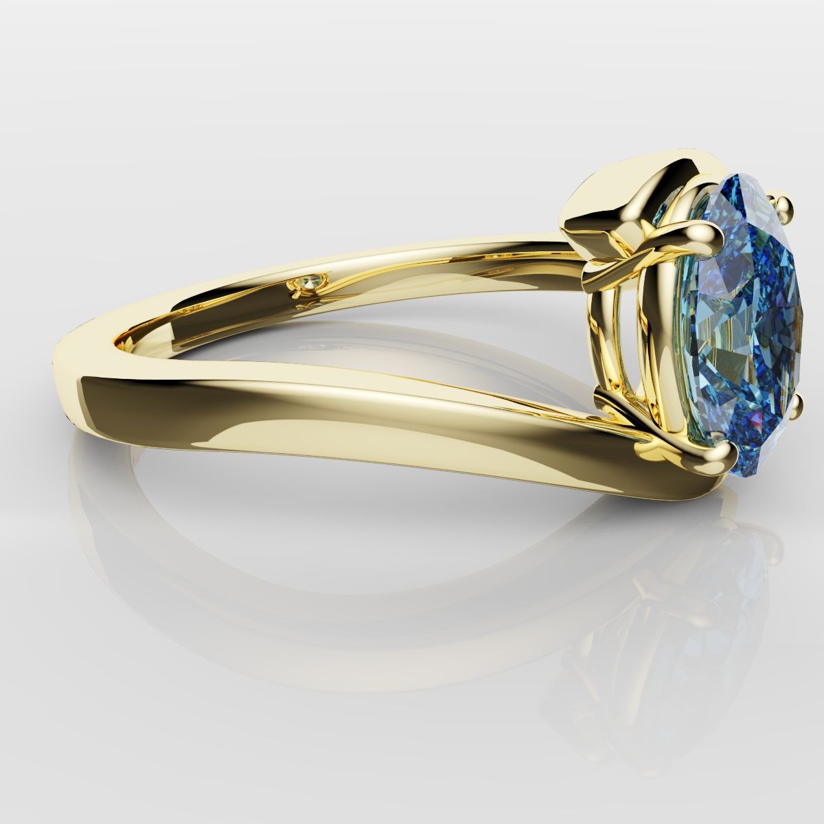 Oval Blue Diamond Wrap Around Ring - Yellow Gold