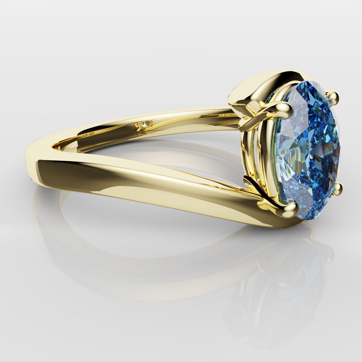 Oval Blue Diamond Wrap Around Ring - Yellow Gold