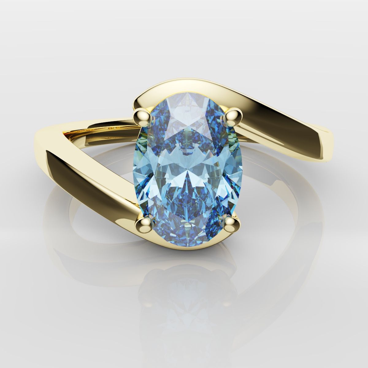 Oval Blue Diamond Wrap Around Ring - Yellow Gold