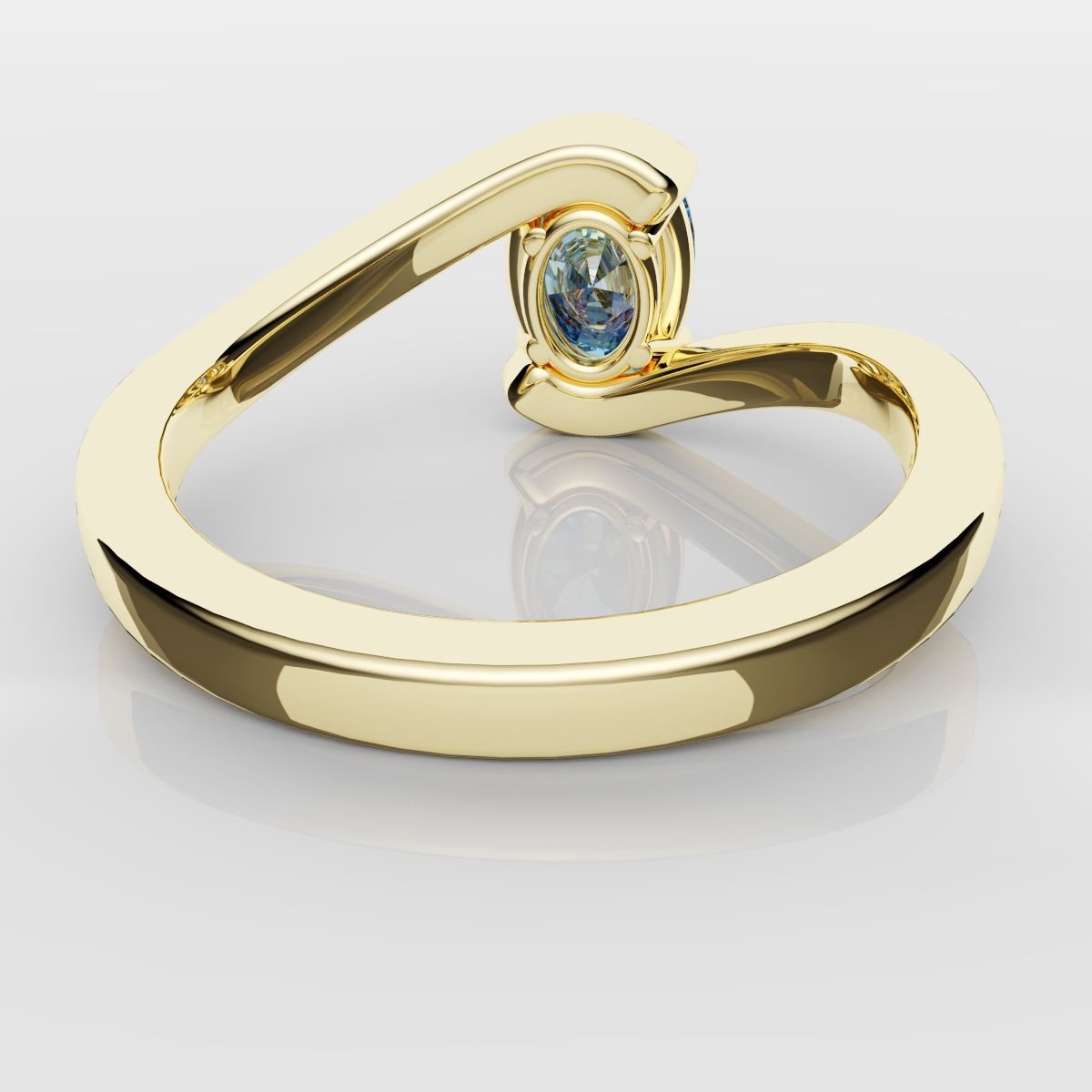 Oval Blue Diamond Wrap Around Ring - Yellow Gold