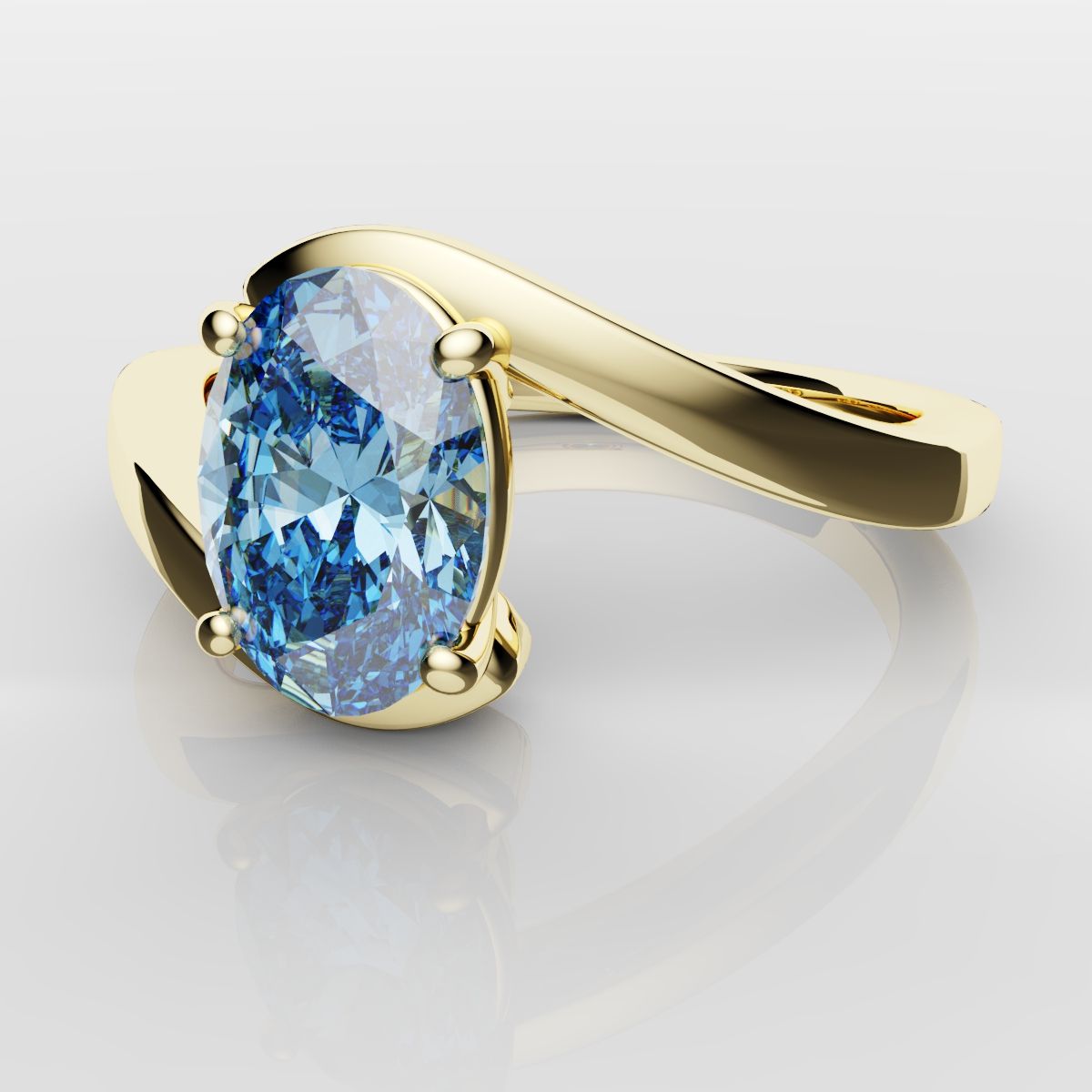 Oval Blue Diamond Wrap Around Ring - Yellow Gold