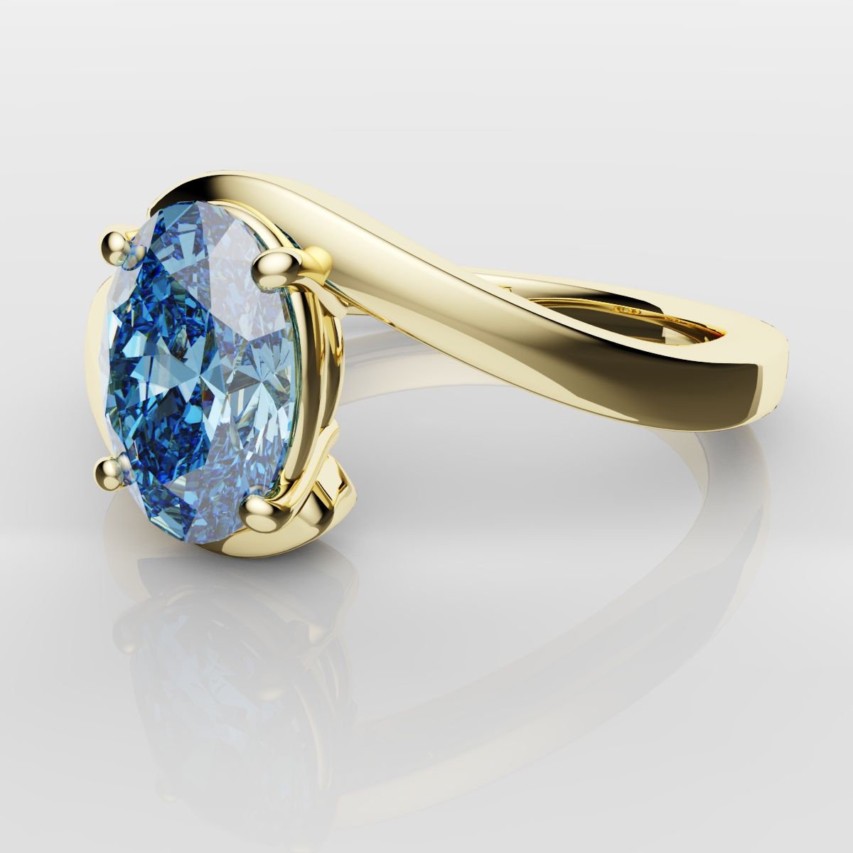 Oval Blue Diamond Wrap Around Ring - Yellow Gold