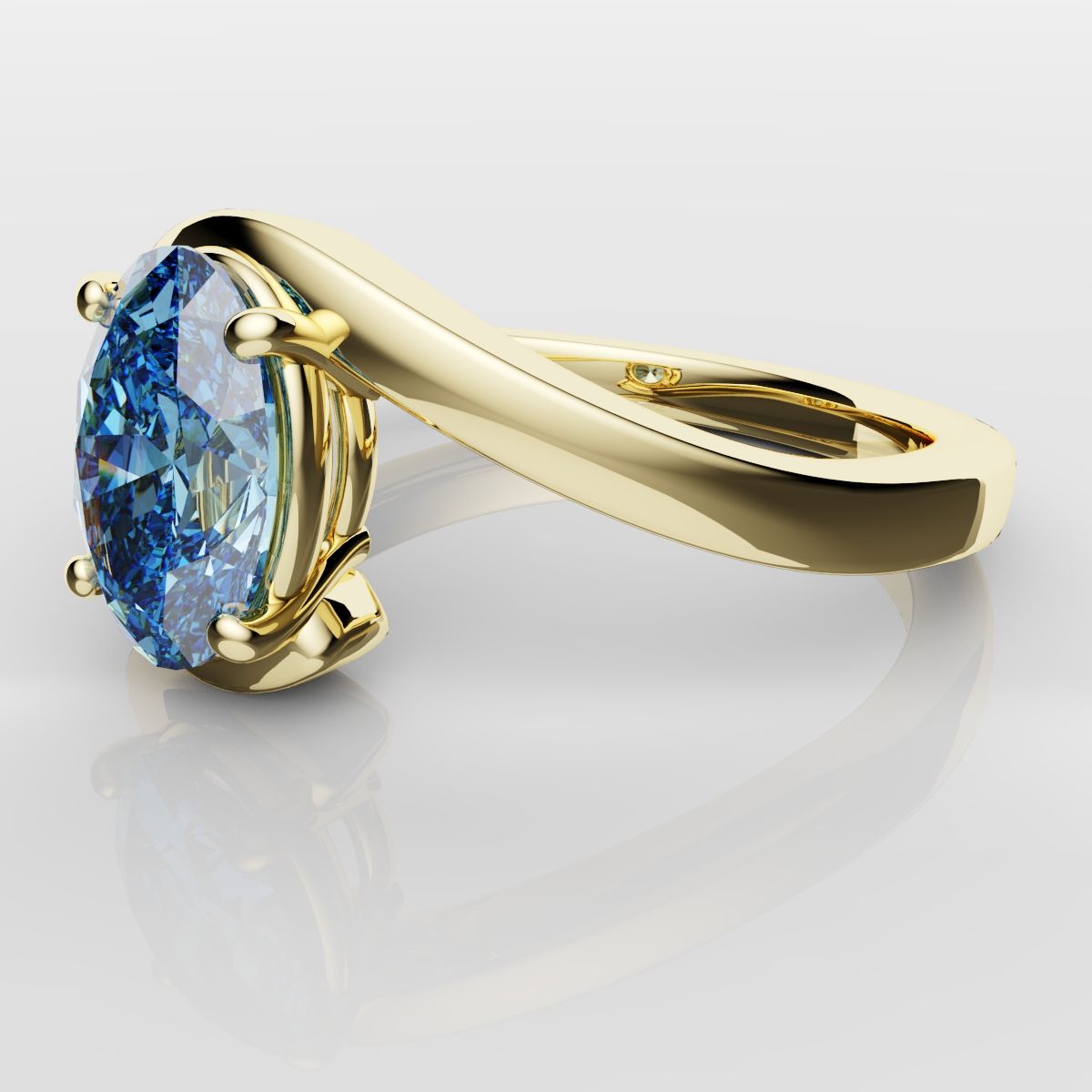 Oval Blue Diamond Wrap Around Ring - Yellow Gold