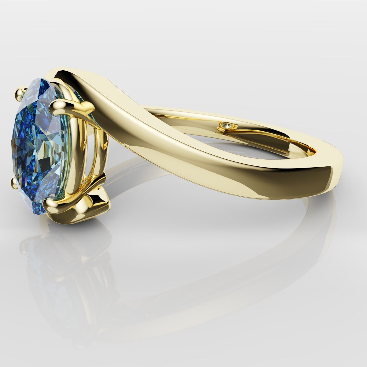 Oval Blue Diamond Wrap Around Ring - Yellow Gold