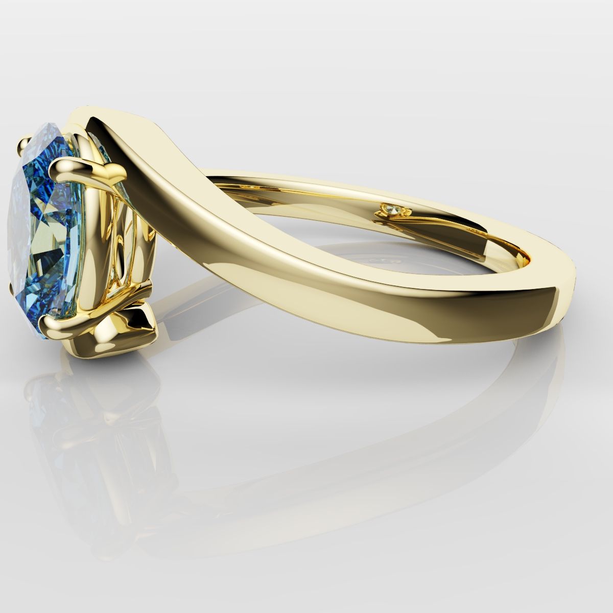 Oval Blue Diamond Wrap Around Ring - Yellow Gold