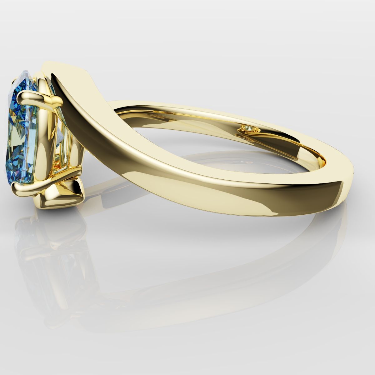 Oval Blue Diamond Wrap Around Ring - Yellow Gold