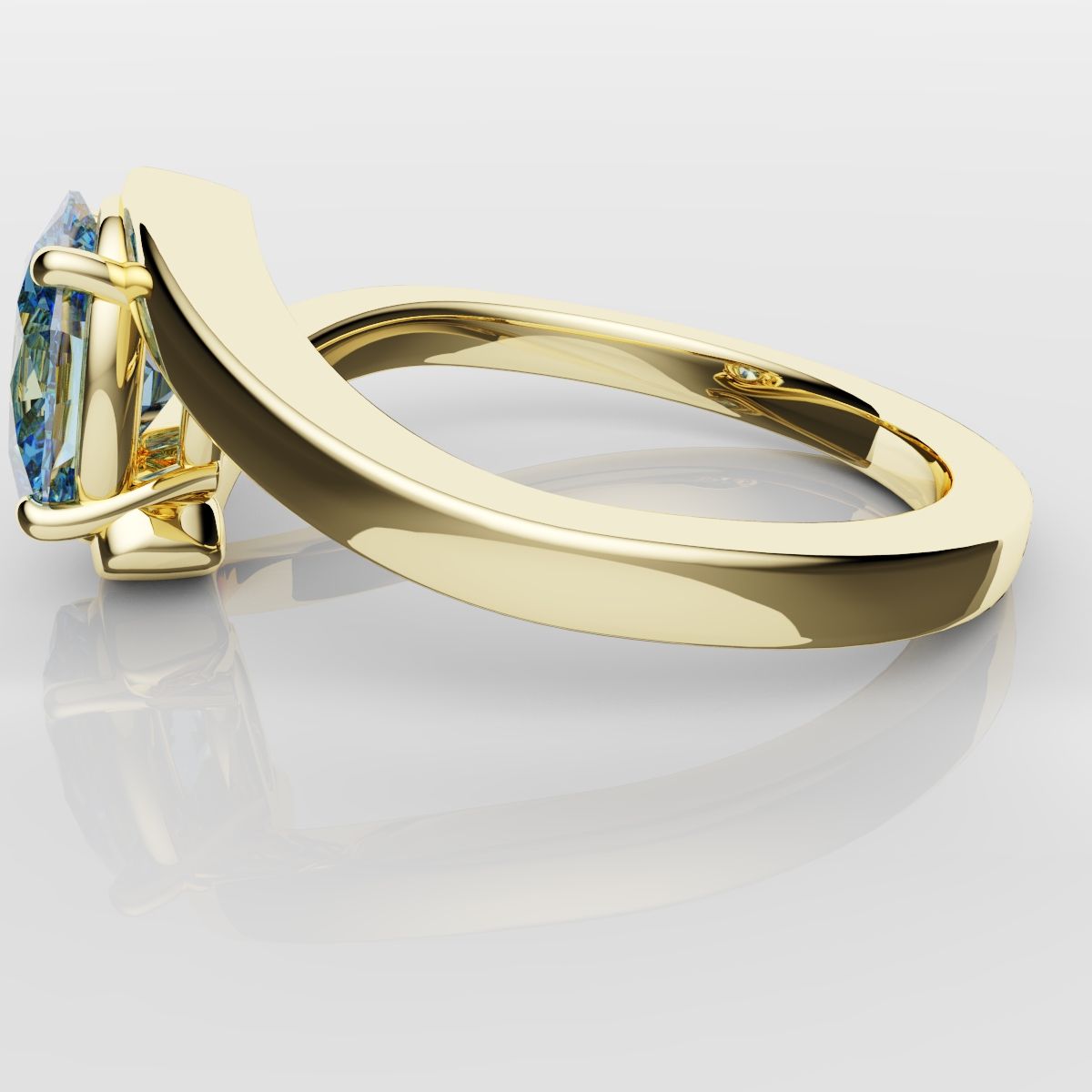 Oval Blue Diamond Wrap Around Ring - Yellow Gold