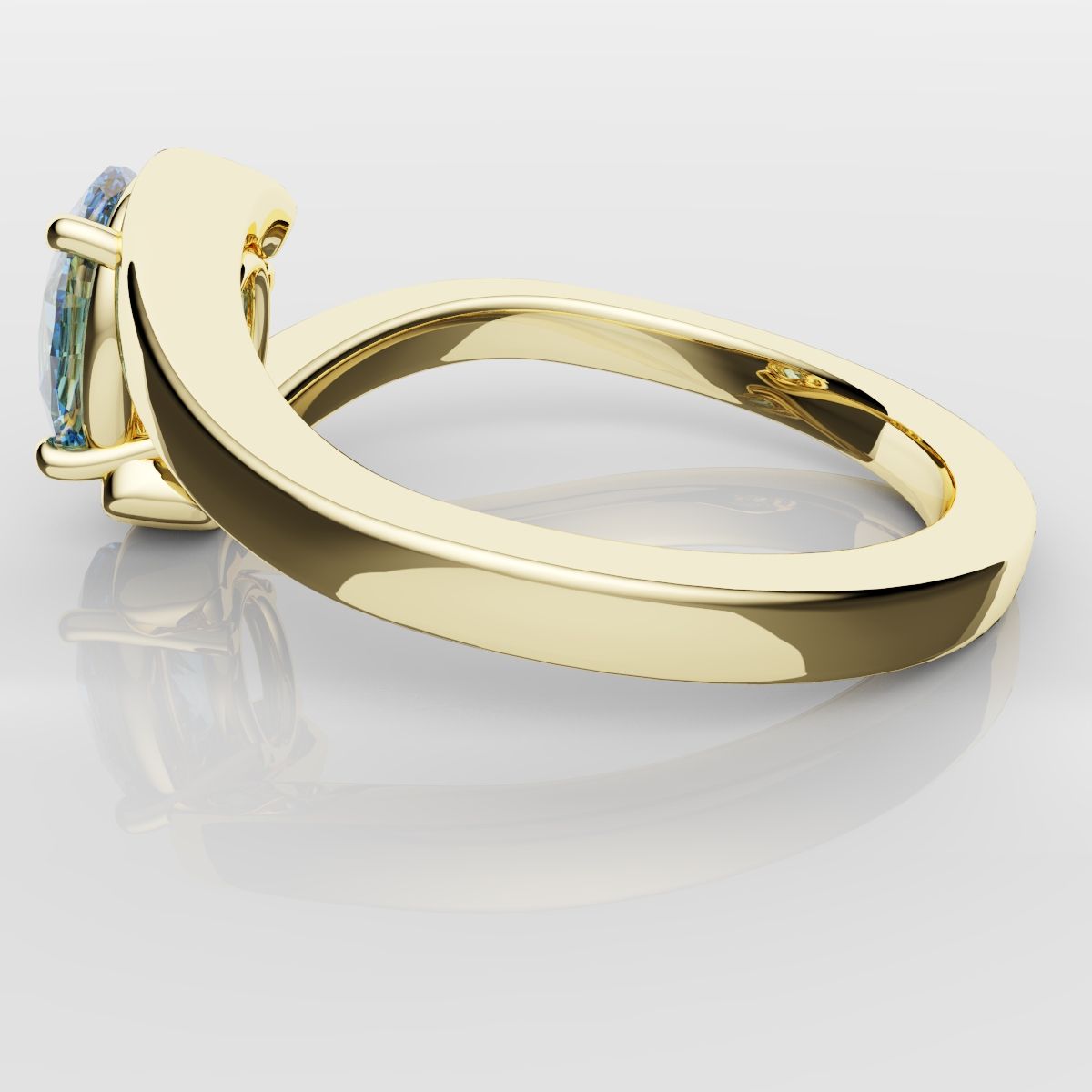 Oval Blue Diamond Wrap Around Ring - Yellow Gold