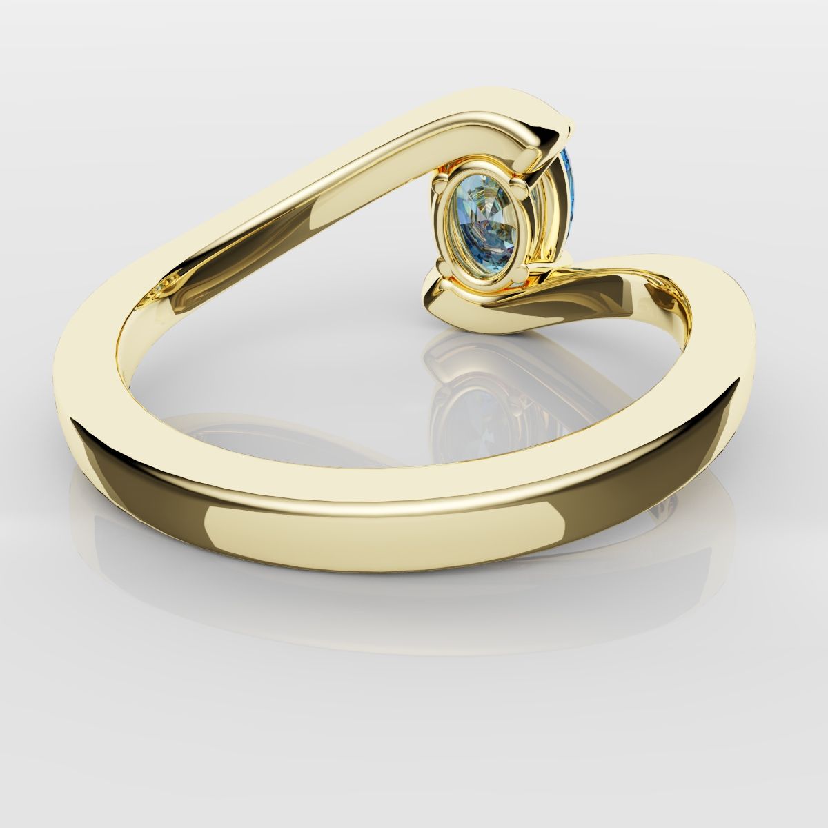Oval Blue Diamond Wrap Around Ring - Yellow Gold