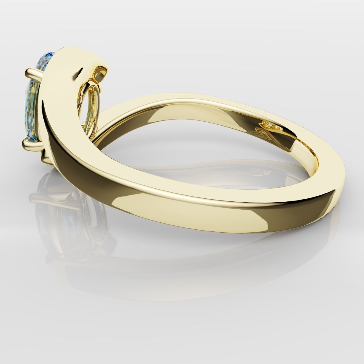 Oval Blue Diamond Wrap Around Ring - Yellow Gold
