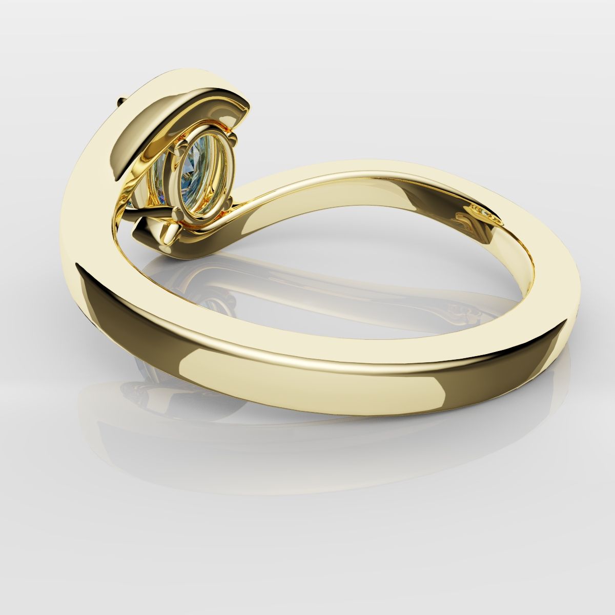 Oval Blue Diamond Wrap Around Ring - Yellow Gold